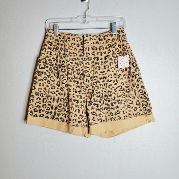 Free People Pants - New Free People Printed Dogtown Denim Cutoff Shorts Size 30 Cheetah Leopard